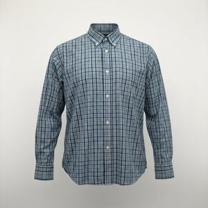 CANALI SPORTSWEAR DESIGNER BUTTON UP DRESS SHIRT Mens size Large blue checks